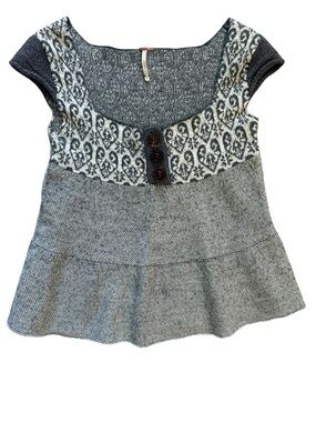 Free People Jacquard Knit Sweater Top XS